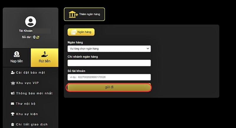 rút tiền king88 Cập nhật tài khoản ngân hàng trước khi thực hiện rút tiền